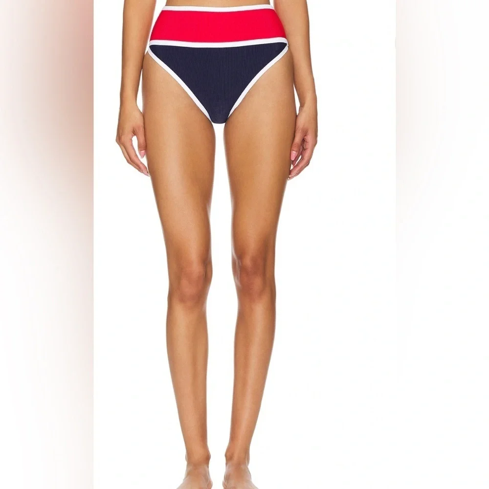 BEACH RIOT Carlotta American Colorblock High waist Bikini Bottom